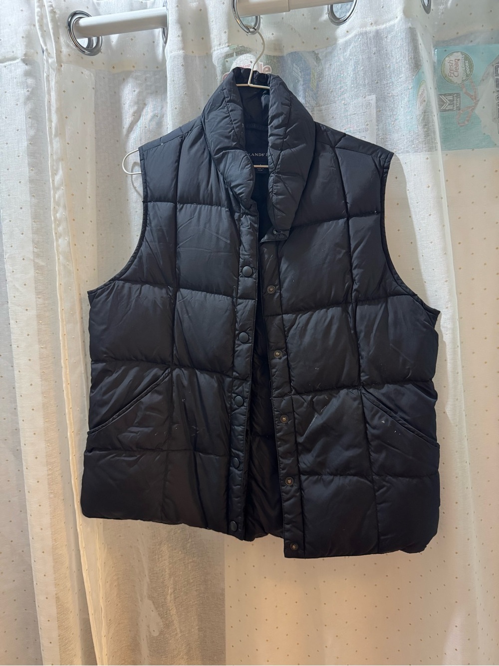Lands' End Black Quilted Puffer Vest